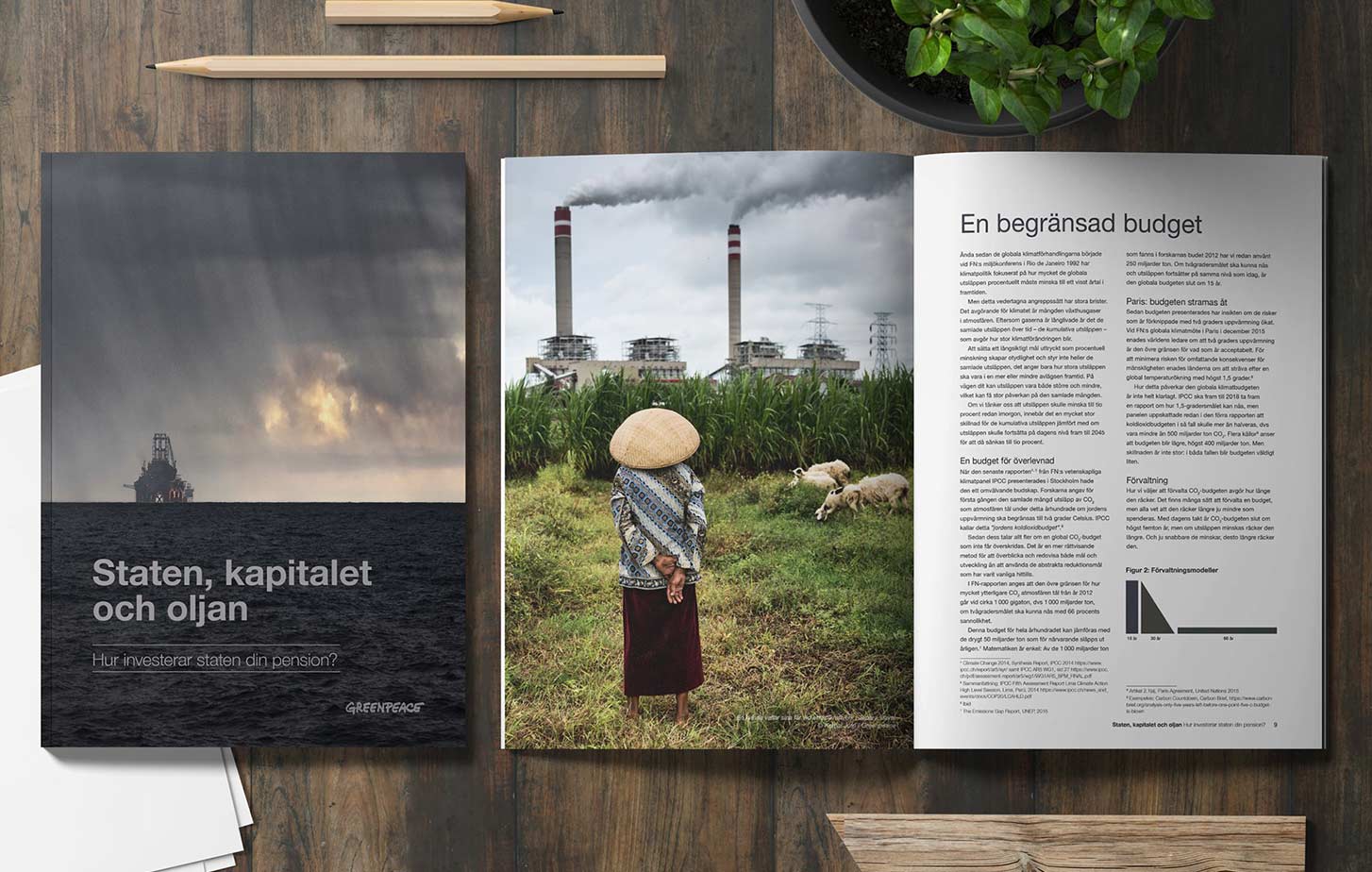 Greenpeace graphic design magazine report design